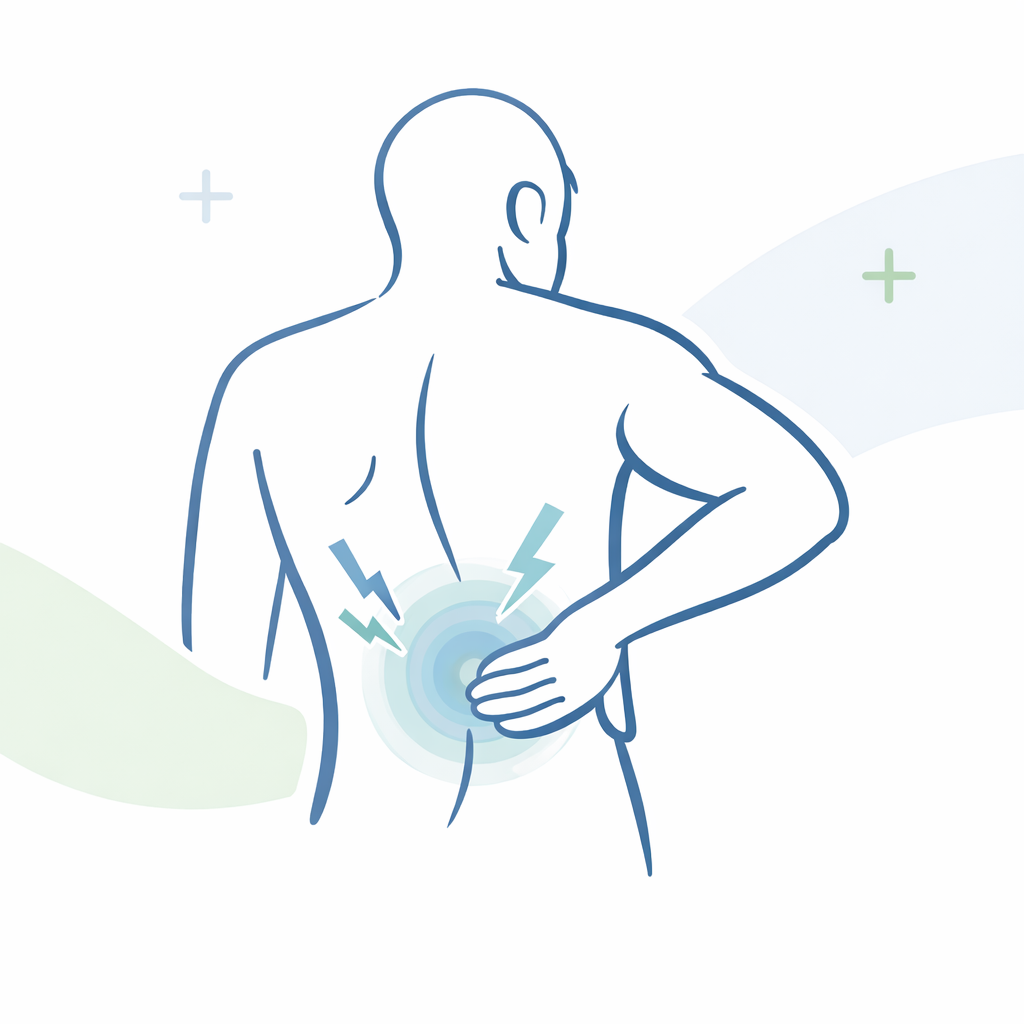 Ból kręgosłupa lędźwiowego — ilustracja dolegliwości fizjoterapeutycznych